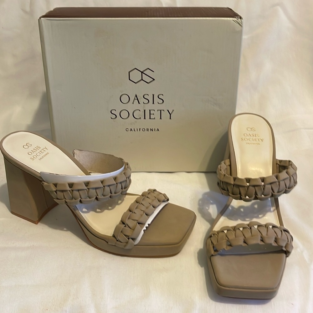 Taupe braided heels - brand new - Oasis Society
